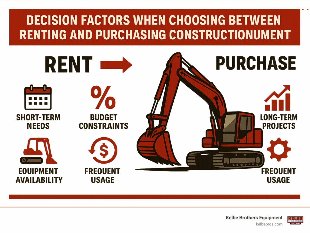 Decision factors when choosing between renting and purchasing construction equipment - local construction equipment dealer infographic