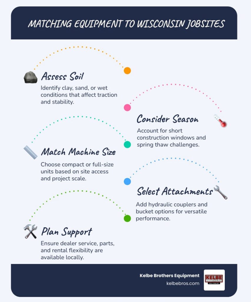 Infographic showing how to match machine size and type to Northeast Wisconsin project needs and soil conditions infographic